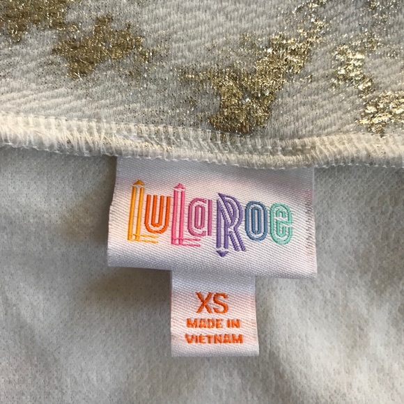 Lularoe Cassie Pencil Skirt Gold Metallic White - Picture 3 of 3